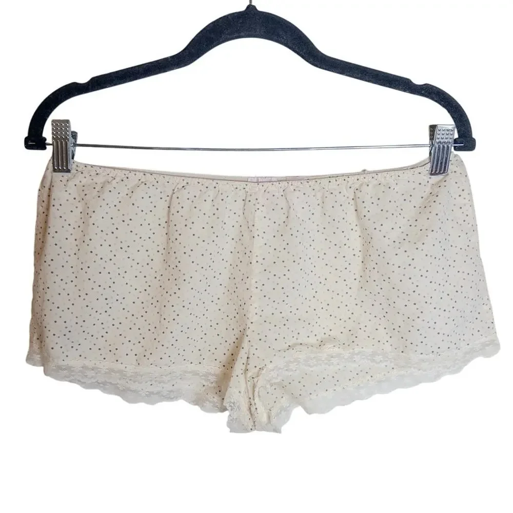 Victoria’s Secret Angels Polka Dot Lace Trim Low Rise Pajama Shorts Size Medium
